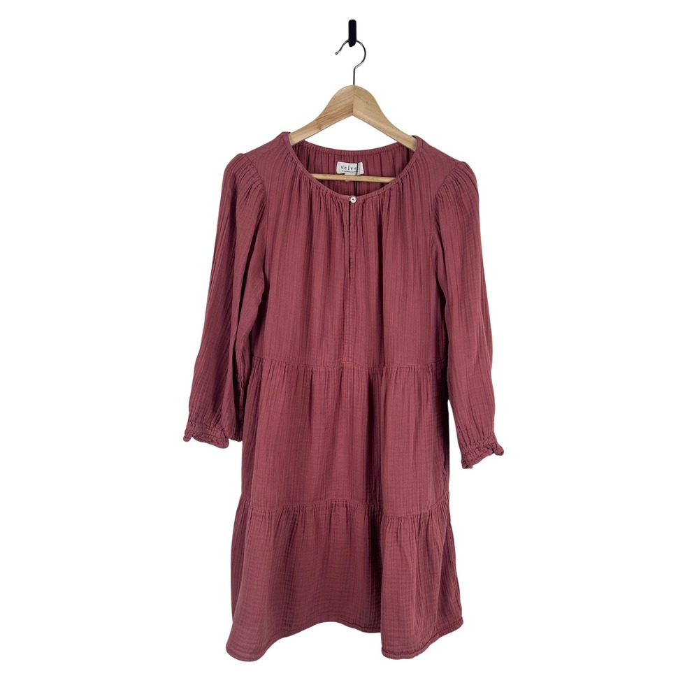 Velvet by Graham & Spencer Pink Cotton Gauze Tiered‎ Mini Dress Mirella S USA